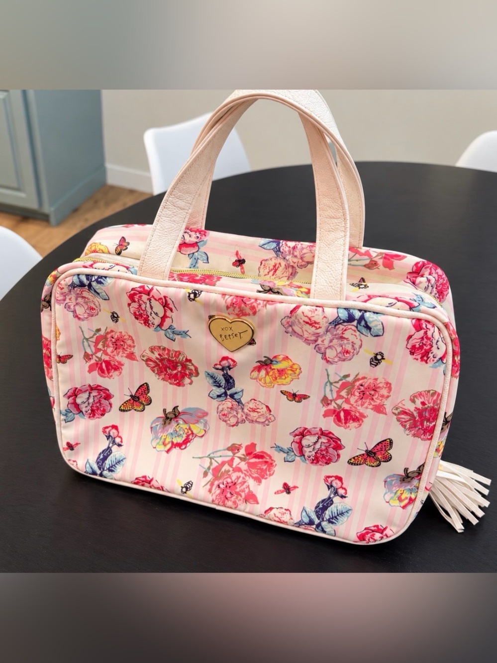 Betsey Johnson floral/butterfly Cosmetics Bag